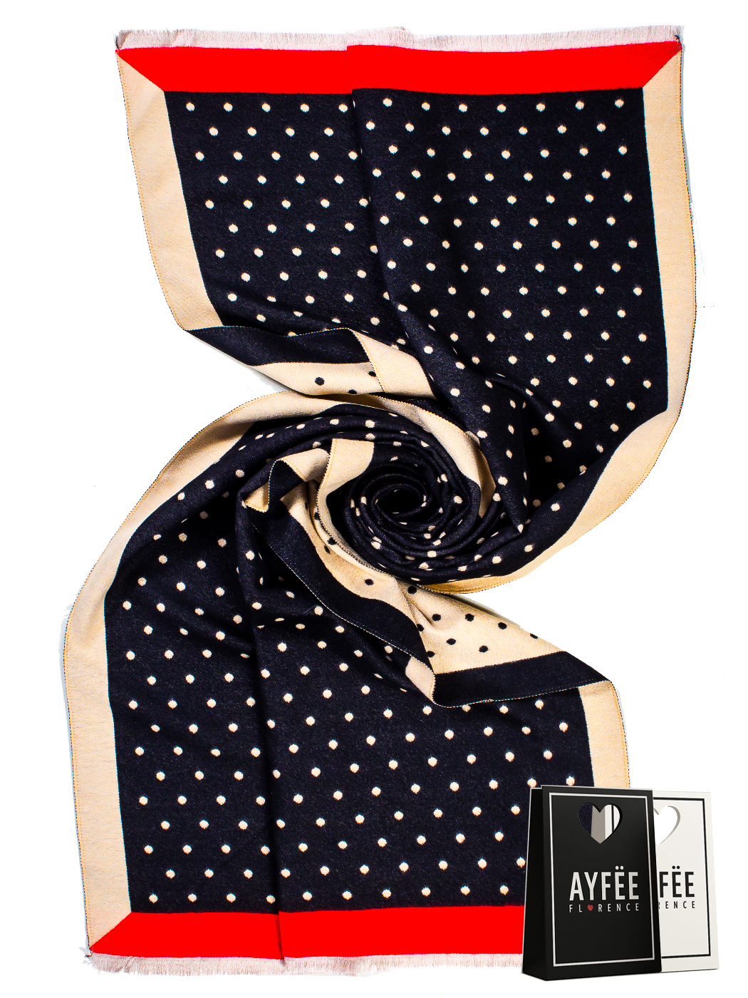 STOLA JACQUARD POIS PESO MEDIO CM 70*180 100% VISCOSA MADE IN PRC         - BLACK